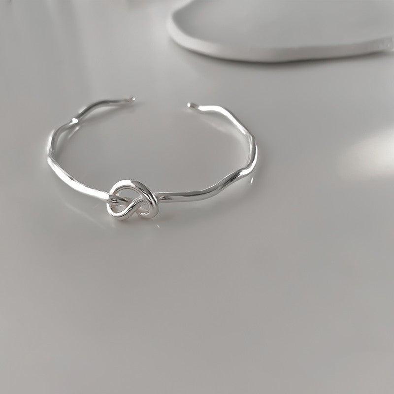 Knotted Heart Wave S925 Sterling Silver Bracelet - Trendha