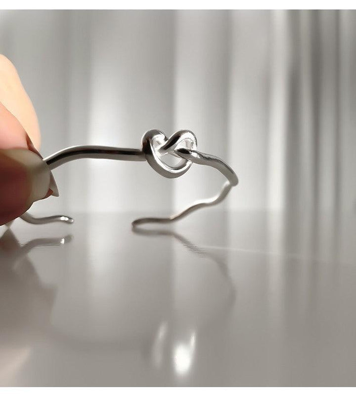 Knotted Heart Wave S925 Sterling Silver Bracelet - Trendha