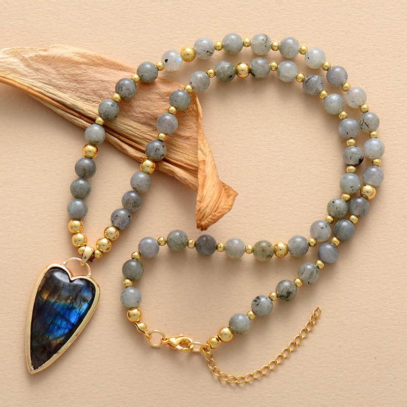 Labradorite Love Pendant Necklace High Quality - Trendha