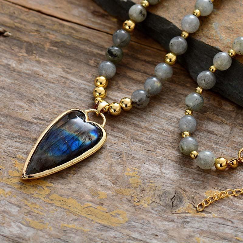 Labradorite Love Pendant Necklace High Quality - Trendha