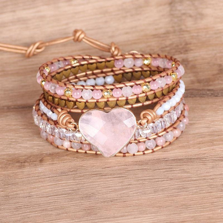 Love Pink Crystal Chip Braided Bracelets Creative Multi-layered Jewelry - Trendha