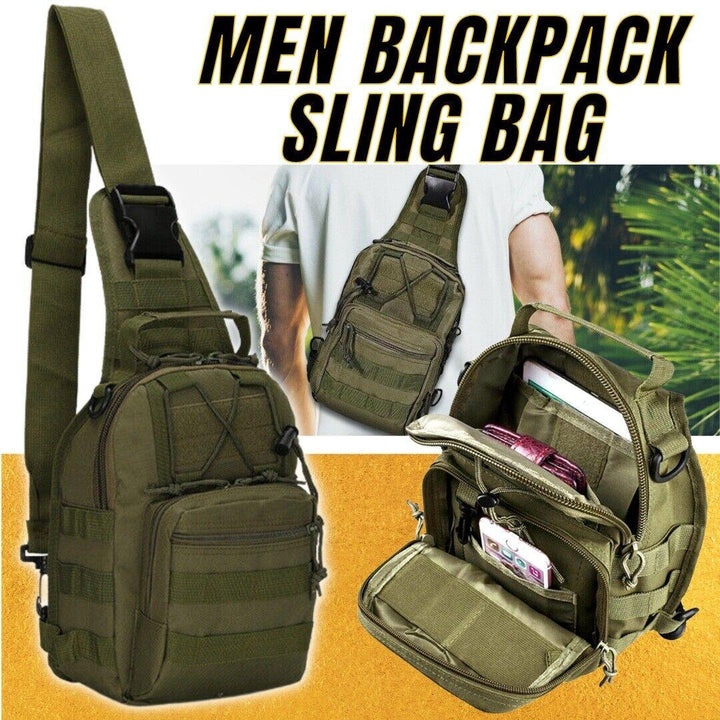 Men Backpack Molle Tactical Sling Chest Pack Shoulder Bag Outdoor Hiking Travel - Trendha