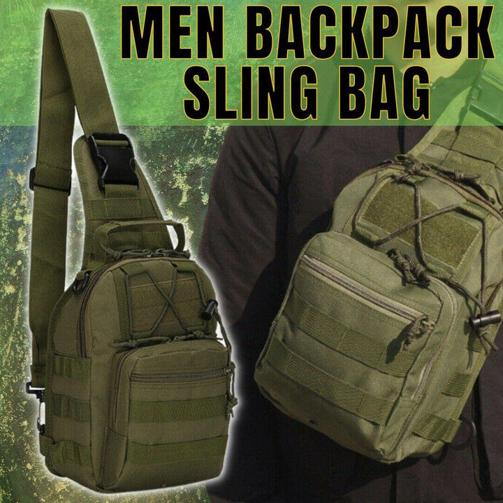 Men Backpack Molle Tactical Sling Chest Pack Shoulder Bag Outdoor Hiking Travel - Trendha
