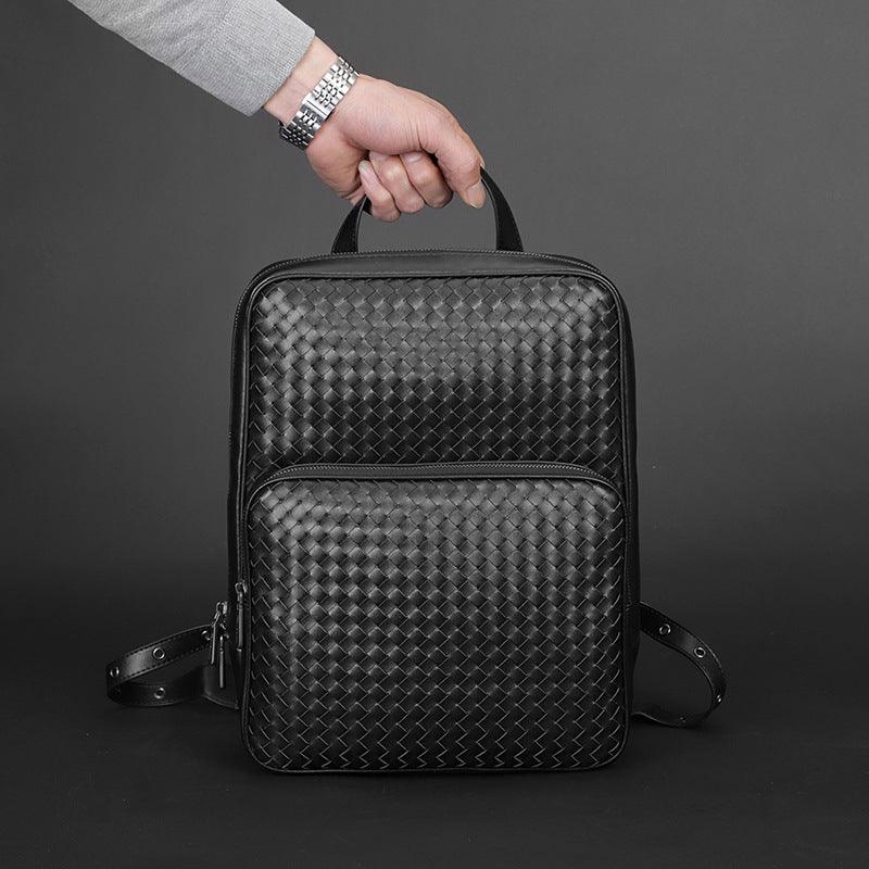 Men's Business Casual Backpack Woven Men's Bag Simple Travel - Trendha