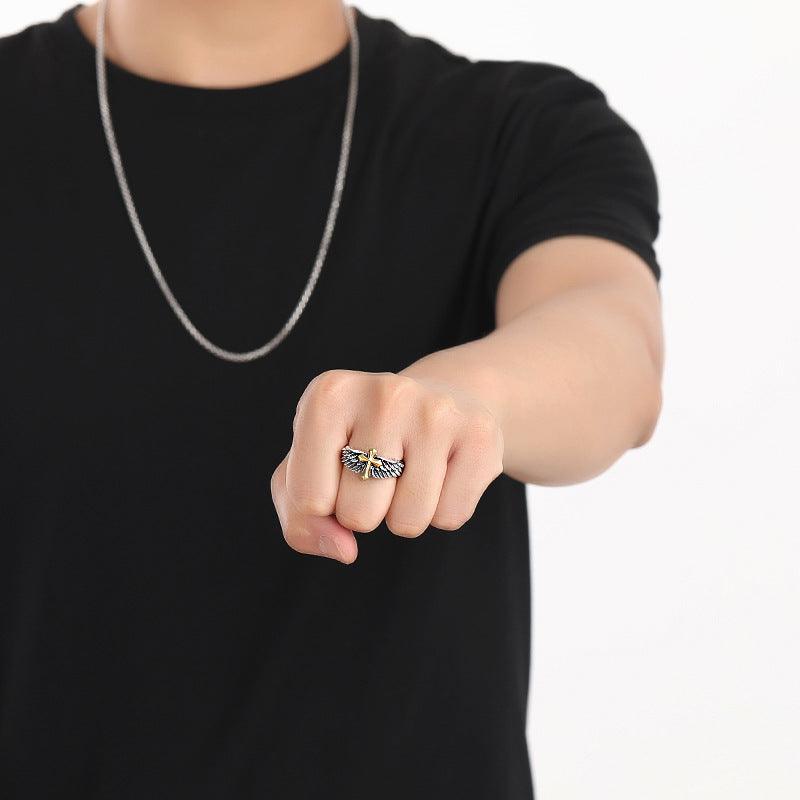 Men's Fashion Vintage Cross Wings Ring - Trendha