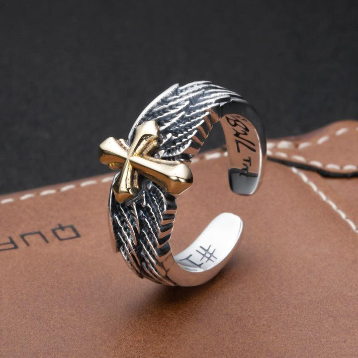 Men's Fashion Vintage Cross Wings Ring - Trendha