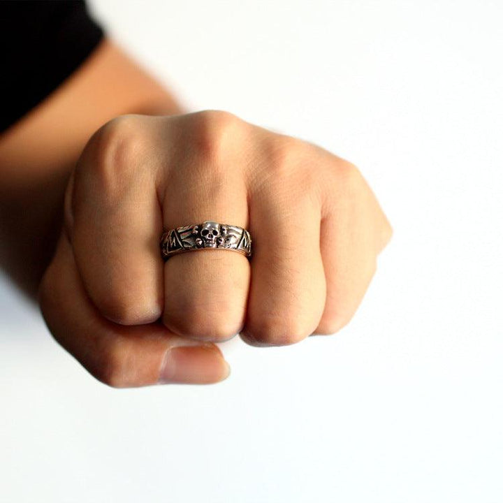 Mens Fashion Simple Sterling Silver Skull Ring - Trendha