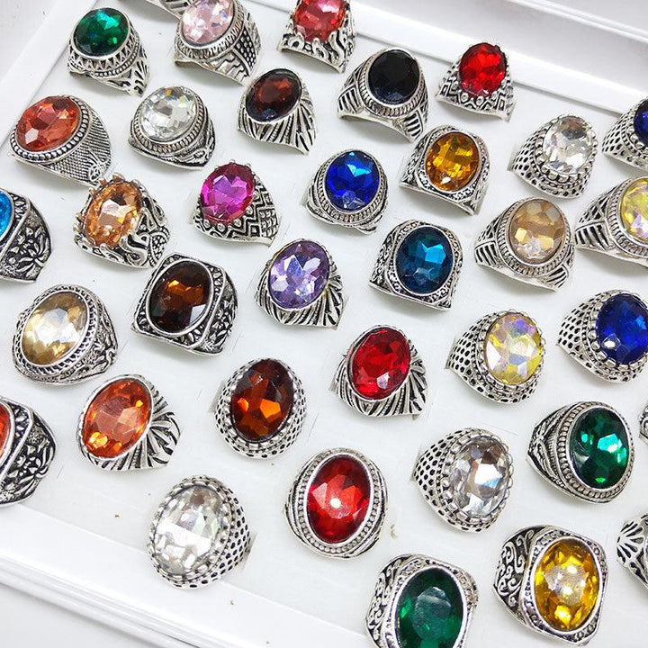 Mixed Glass Crystal Gemstone Ring - Trendha