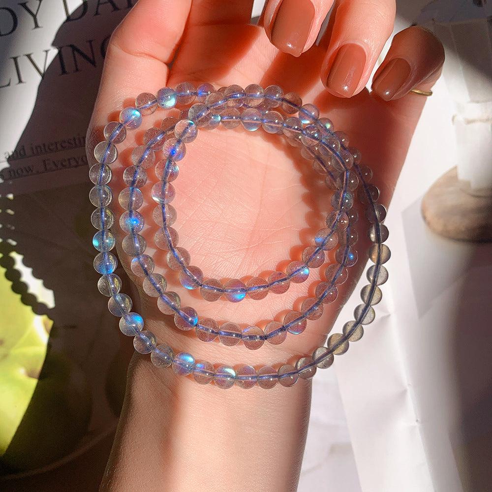 Natural Grey Moonstone Three Circle Bracelet - Trendha