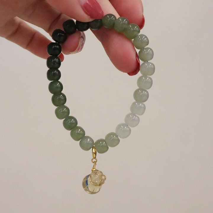 Natural Hotan Qingshui Gradual Change Jade Barrel Bead Bracelet - Trendha