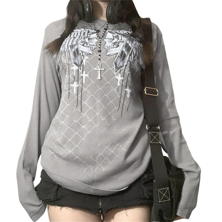 New Casual Halloween Skull Print Pullover For Women - Trendha