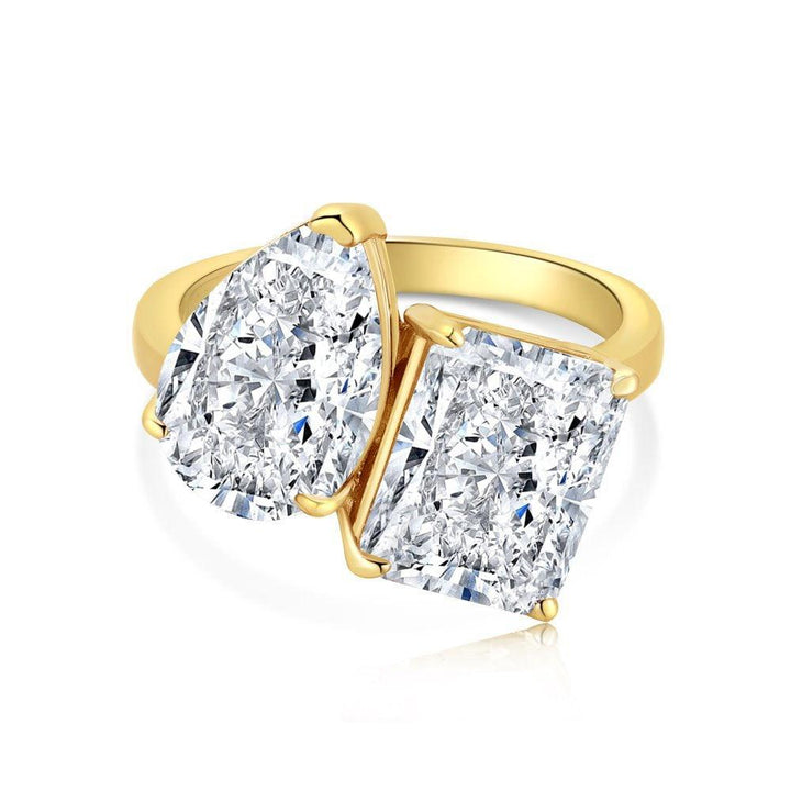 New Two-tone Diamond Ring Pear-shaped Ring Fashion - Trendha