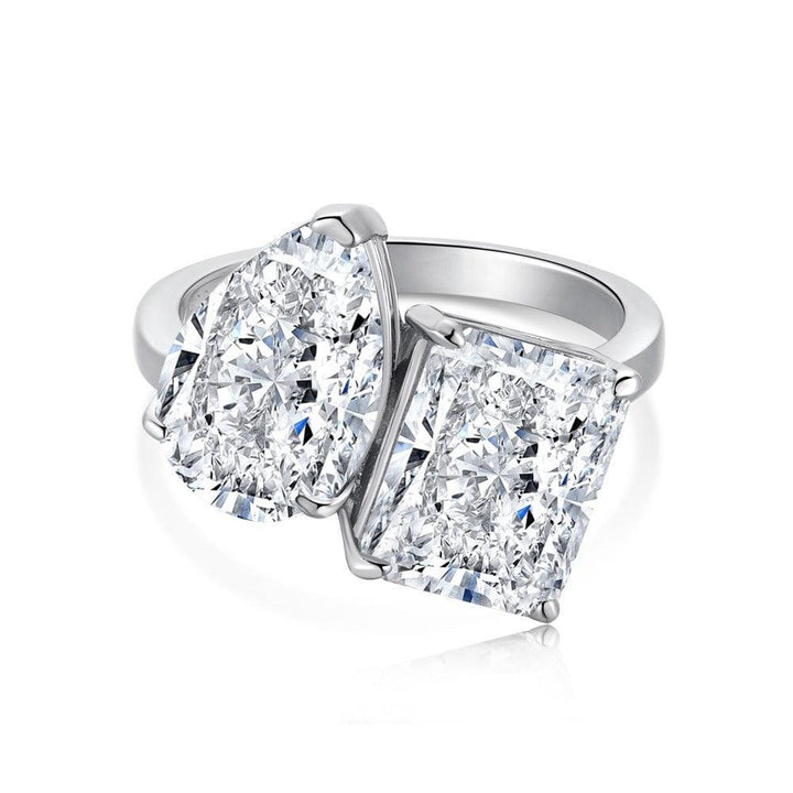 New Two-tone Diamond Ring Pear-shaped Ring Fashion - Trendha