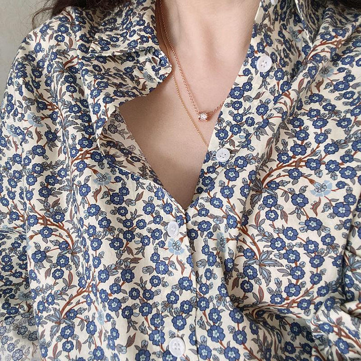 Niche Art Shirt Retro Blue Arabesque - Trendha