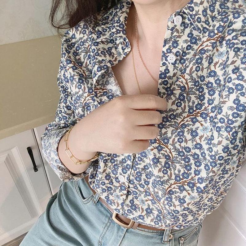 Niche Art Shirt Retro Blue Arabesque - Trendha