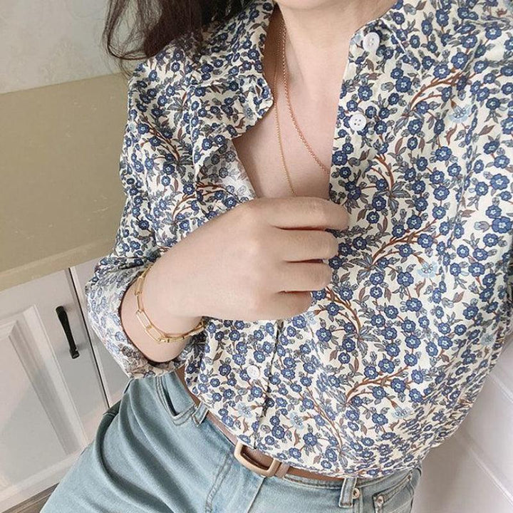 Niche Art Shirt Retro Blue Arabesque - Trendha