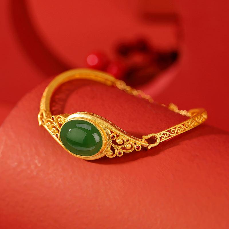 Pure Silver Gilded Jasper New Chinese Style Retro Auspicious Cloud - Trendha