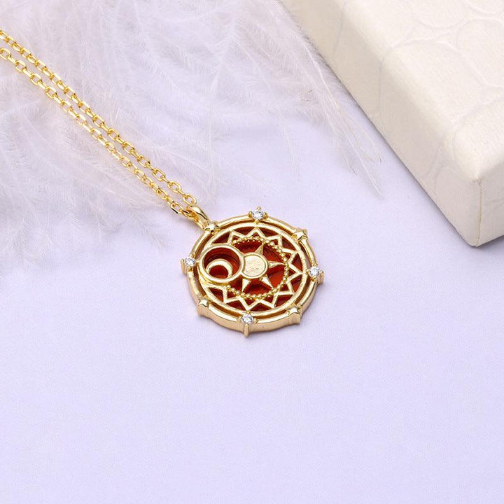 Red Agate Star Moon Collar Necklace - Trendha