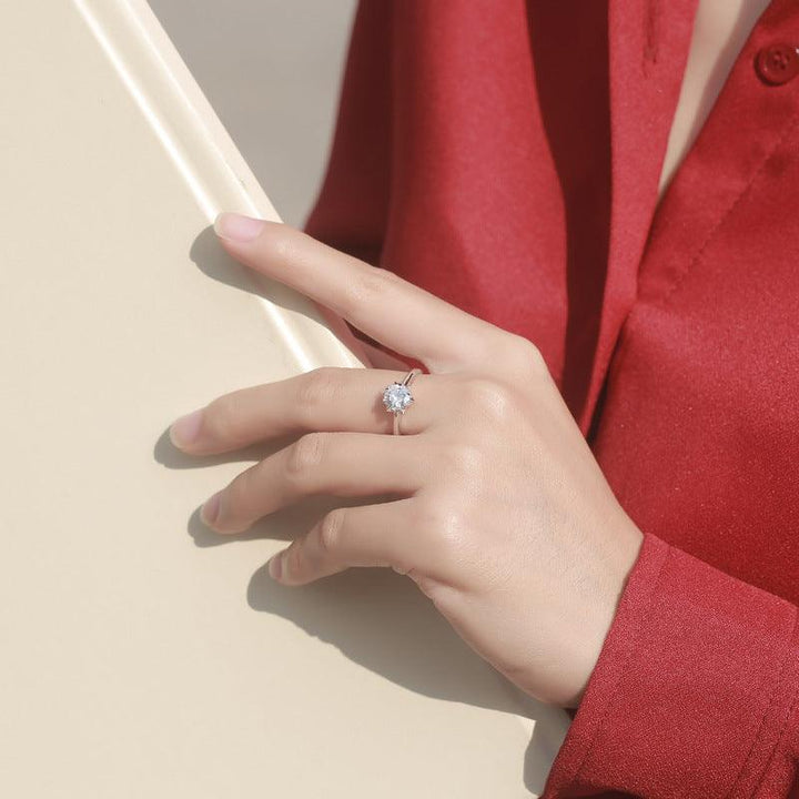 S925 Moosanshi Snowflake Star Awn Ring Creative Trend Women's Style - Trendha