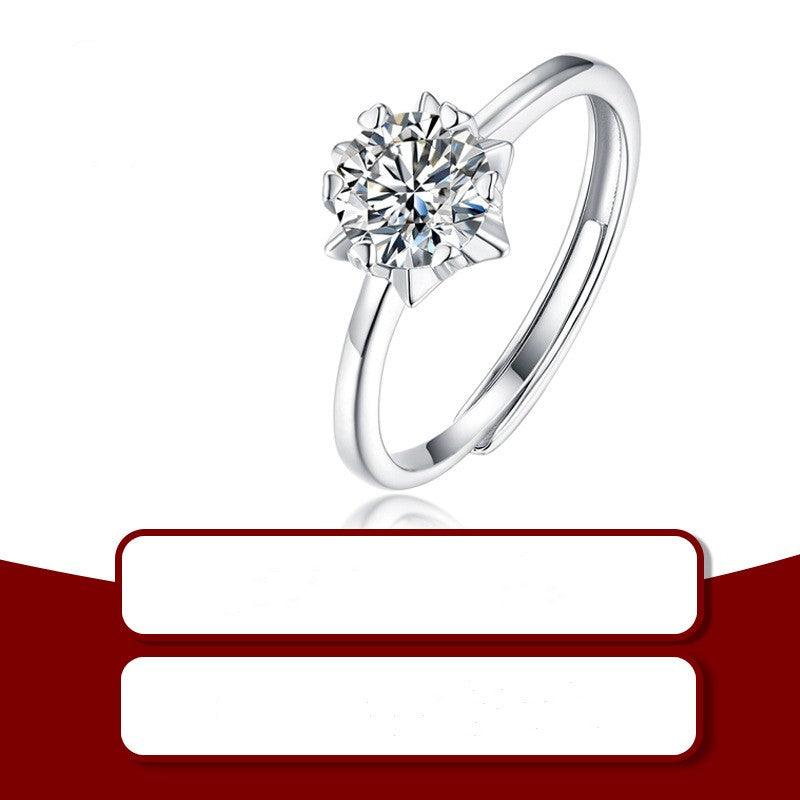 S925 Moosanshi Snowflake Star Awn Ring Creative Trend Women's Style - Trendha