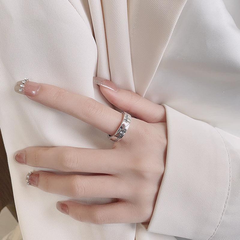 S925 Silver Fashion Simple Style English Letters Artistic Temperament Ring - Trendha