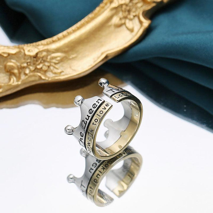S925 Silver Gold Crown Ring Simple INS Style Simple - Trendha