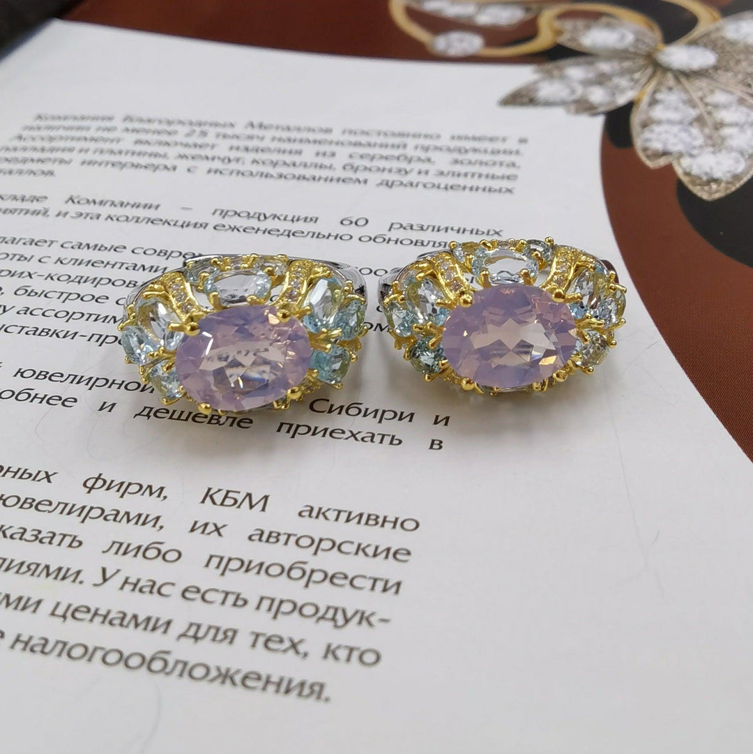 S925 Silver Plating Two-tone Inlaid Lavender Ring - Trendha