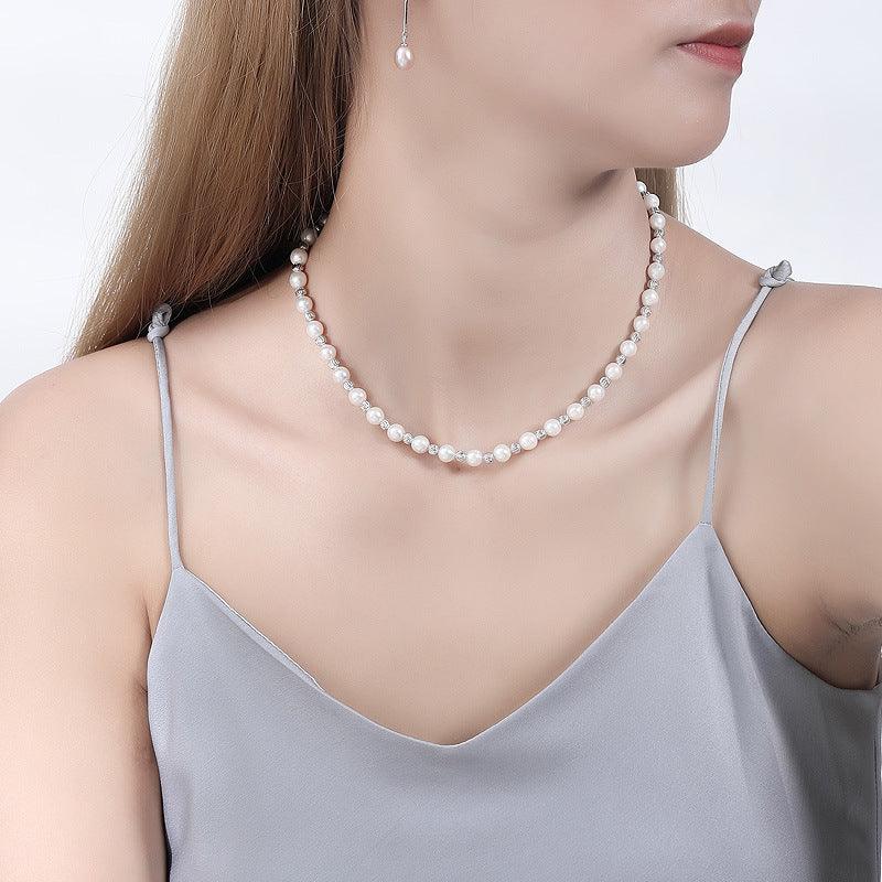 S925 Sterling Silver Baroque Pearl Necklace Female - Trendha