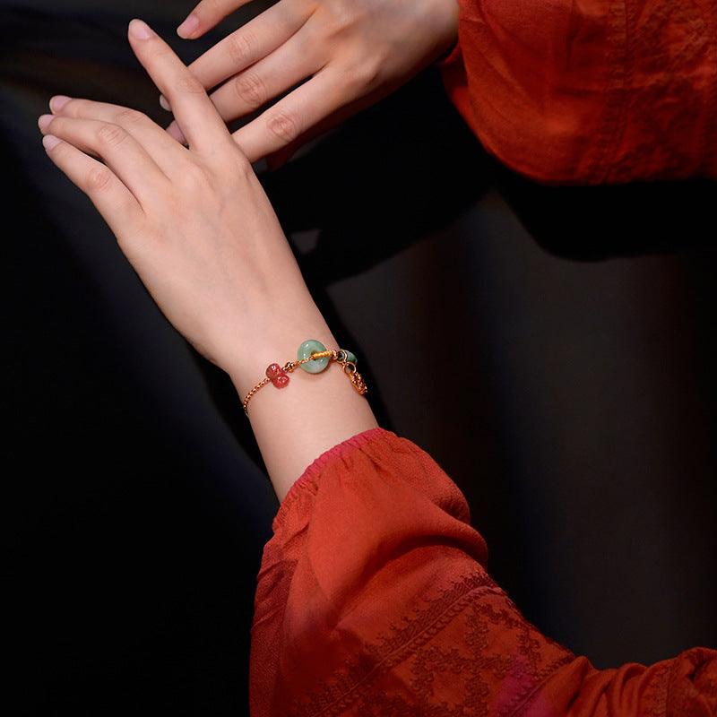 S925 Sterling Silver Bracelet Women 18K Gold Chain Jade Jewelry - Trendha