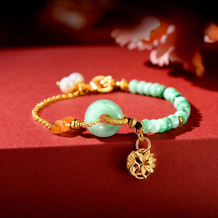 S925 Sterling Silver Bracelet Women 18K Gold Chain Jade Jewelry - Trendha