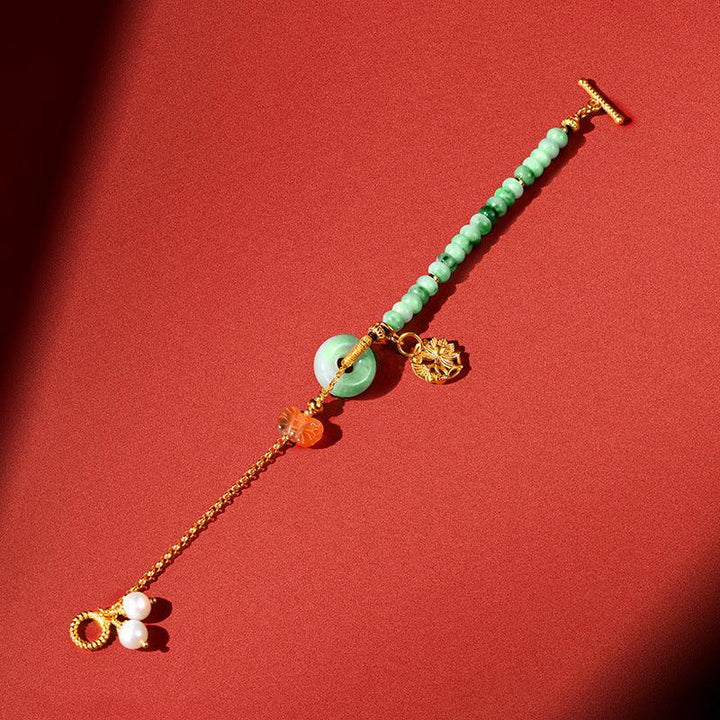 S925 Sterling Silver Bracelet Women 18K Gold Chain Jade Jewelry - Trendha