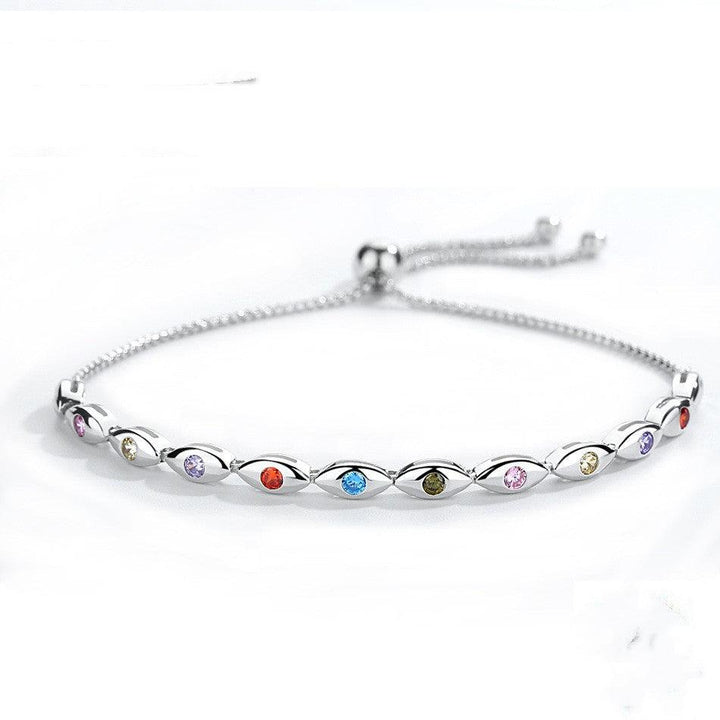 S925 Sterling Silver Colorful Horse Eye Bracelet - Trendha