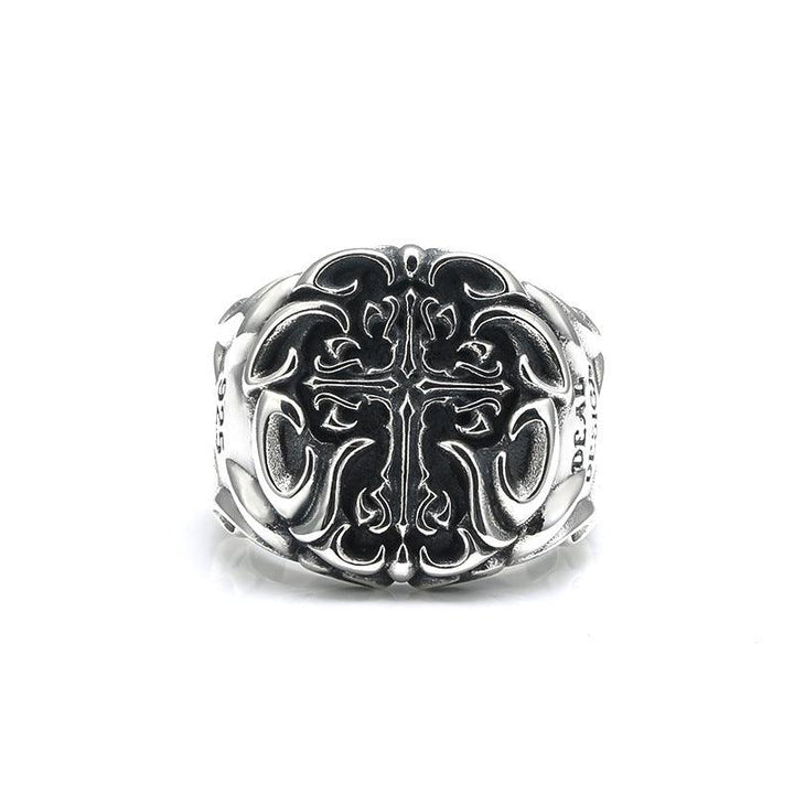 S925 Sterling Silver Heavy Industry Cross Ring Men - Trendha