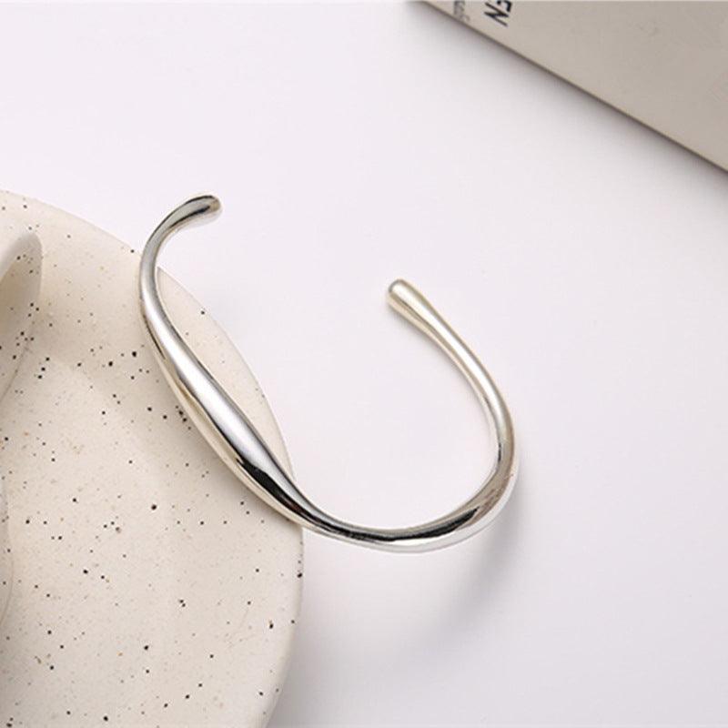 S925 Sterling Silver Irregular Flow Square Bracelet - Trendha