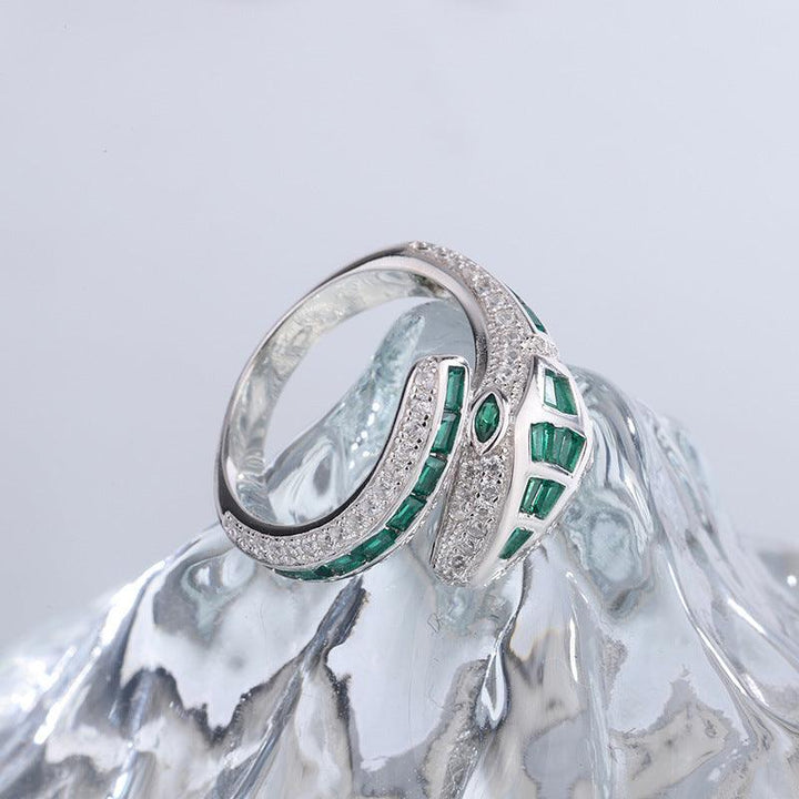 S925 Sterling Silver Micro Set Purple Snake Ring - Trendha