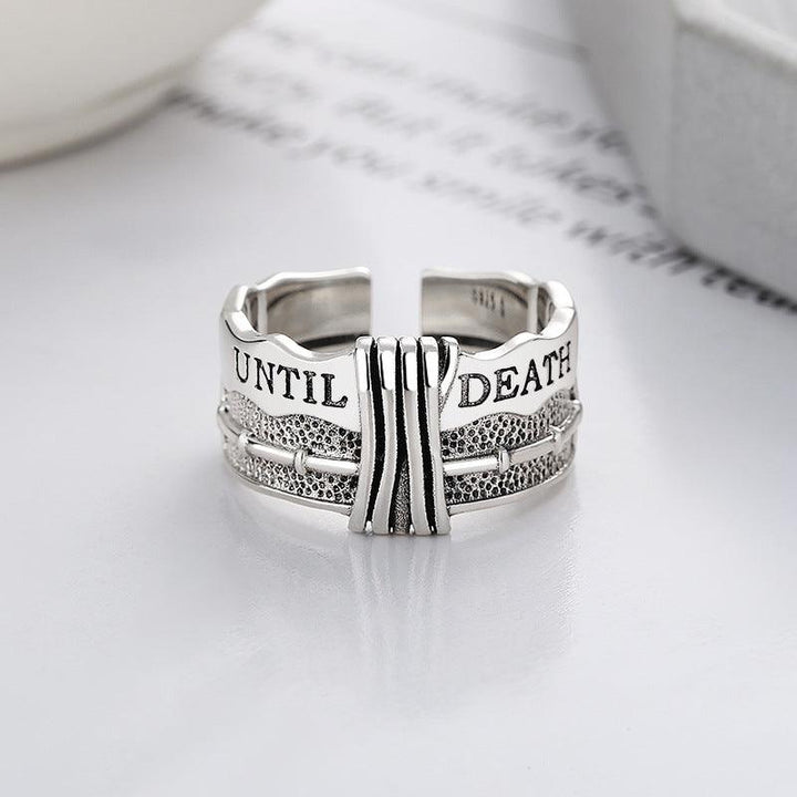 S925 Sterling Silver Retro Distressed Ring - Trendha