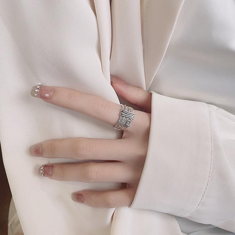 S925 Sterling Silver Retro Distressed Ring - Trendha