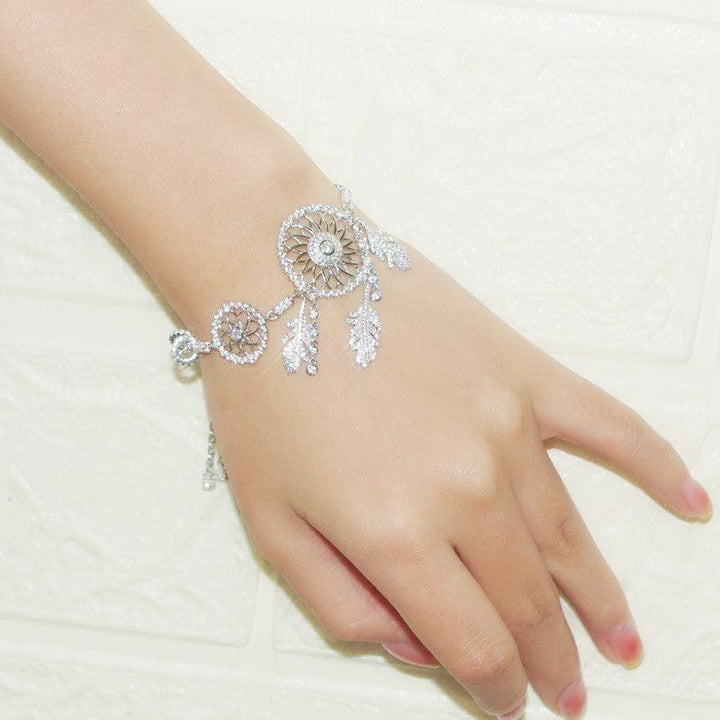 S925 Sterling Silver Women's Diamond Set Dream Catcher Bracelet - Trendha