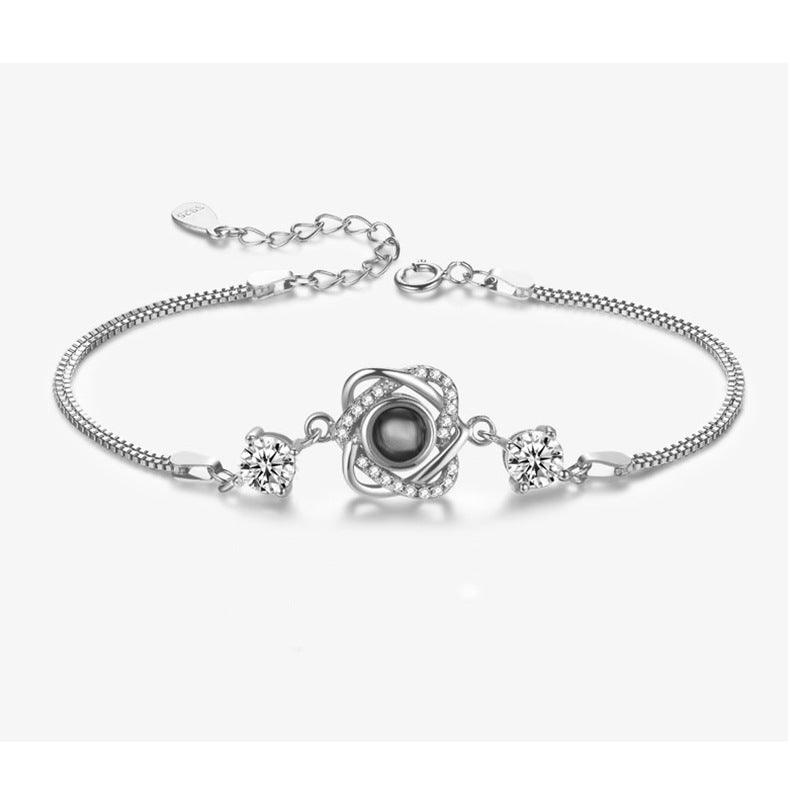 Silver Double Heart Projection Bracelet Ladies Simple - Trendha
