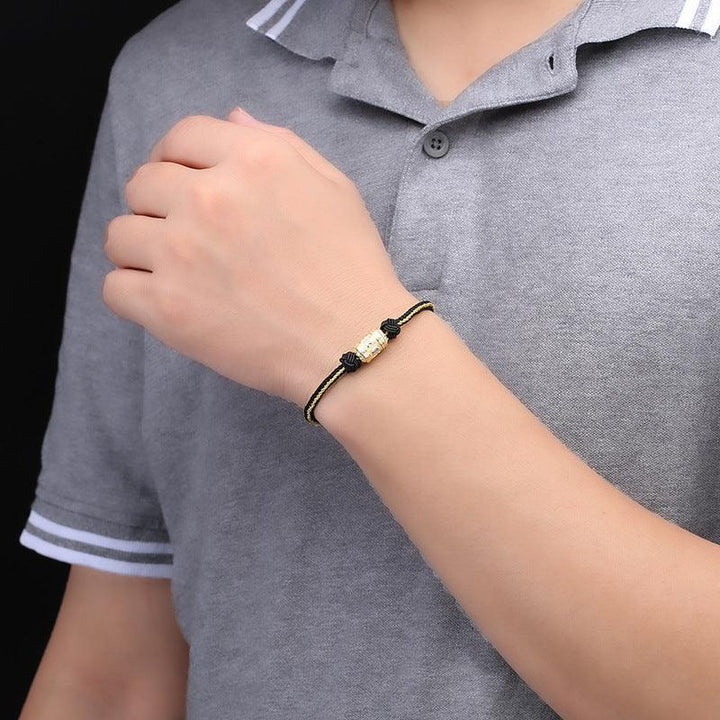 Silver Six Character True Words Twisted Warp Barrel Knitted Bracelet - Trendha