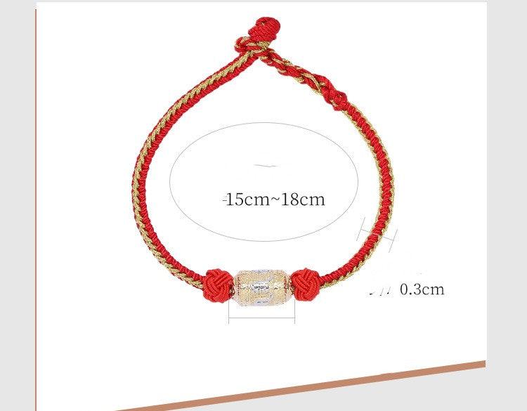 Silver Six Character True Words Twisted Warp Barrel Knitted Bracelet - Trendha