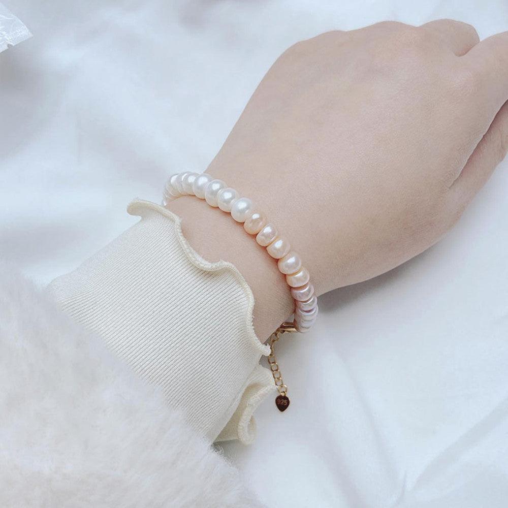 Simple 14K Gold-plated Freshwater Pearl Gradient Bracelet - Trendha