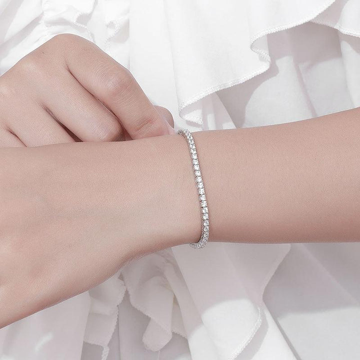 Simple Sterling Silver Bracelet Full Of Diamond Girl Girlfriends Birthday Gift - Trendha
