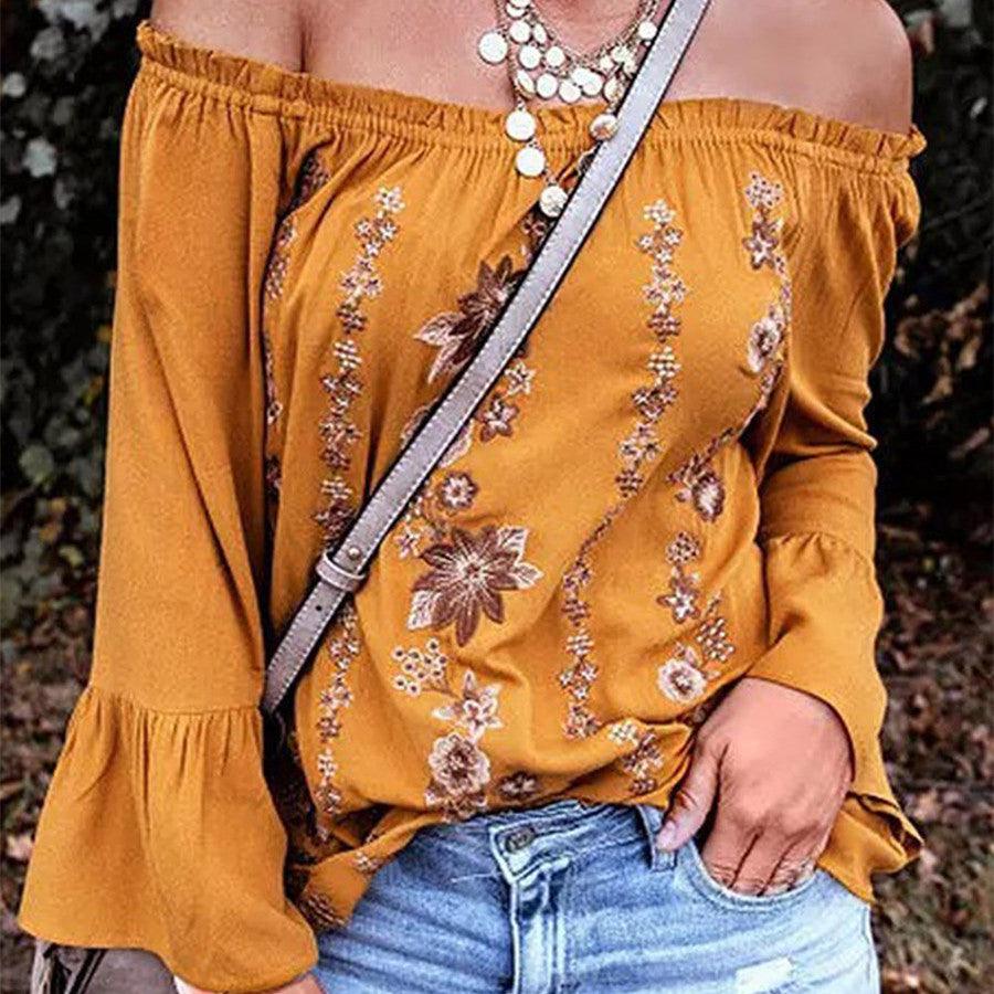 Spring And Autumn Floral Flounce Fashion Shirt - Trendha