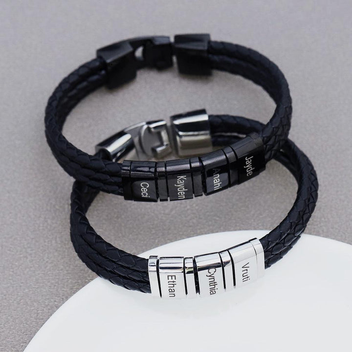 Stainless Steel Leather Woven Bracelet - Trendha