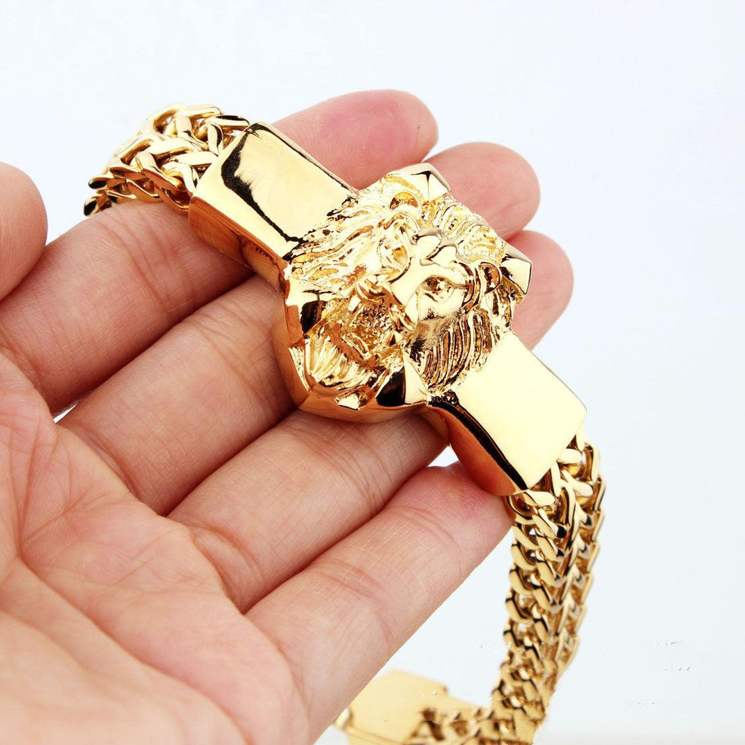 Stainless Steel Titanium Personality Twist Lion Head Bracelet - Trendha