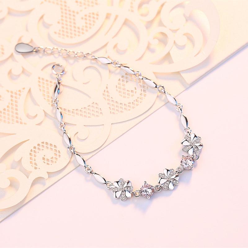 Sterling Silver Bracelet Female Fashion Clover Simple - Trendha