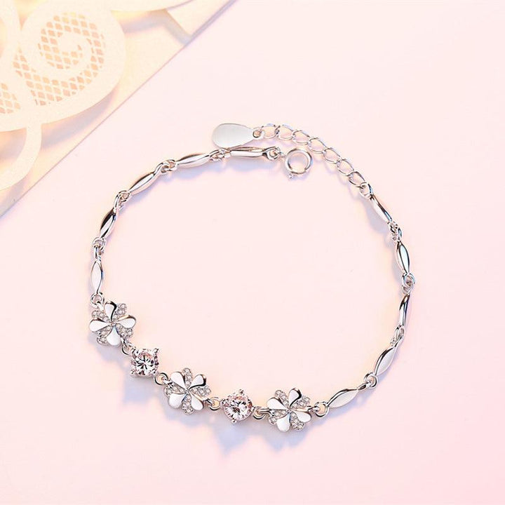 Sterling Silver Bracelet Female Fashion Clover Simple - Trendha