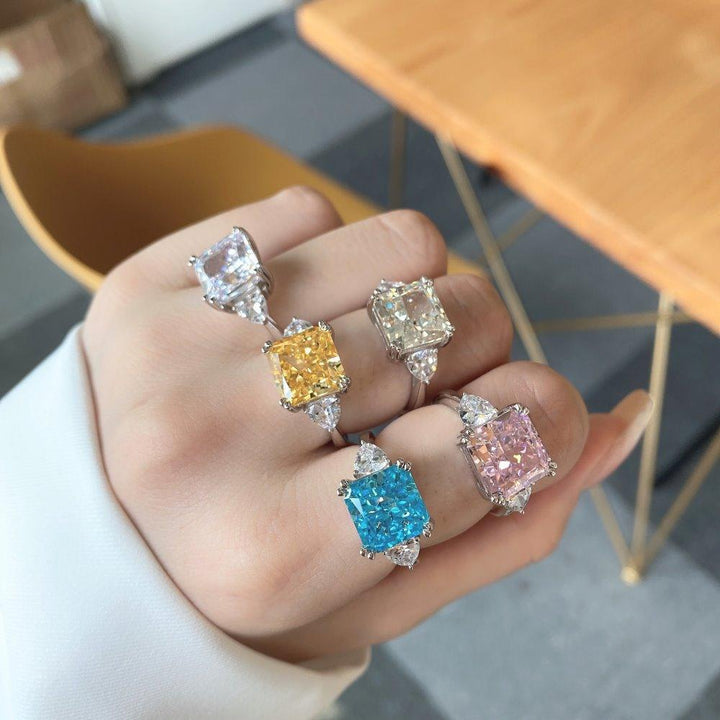 Sterling Silver High Carbon Diamond Ring Female Luxury - Trendha