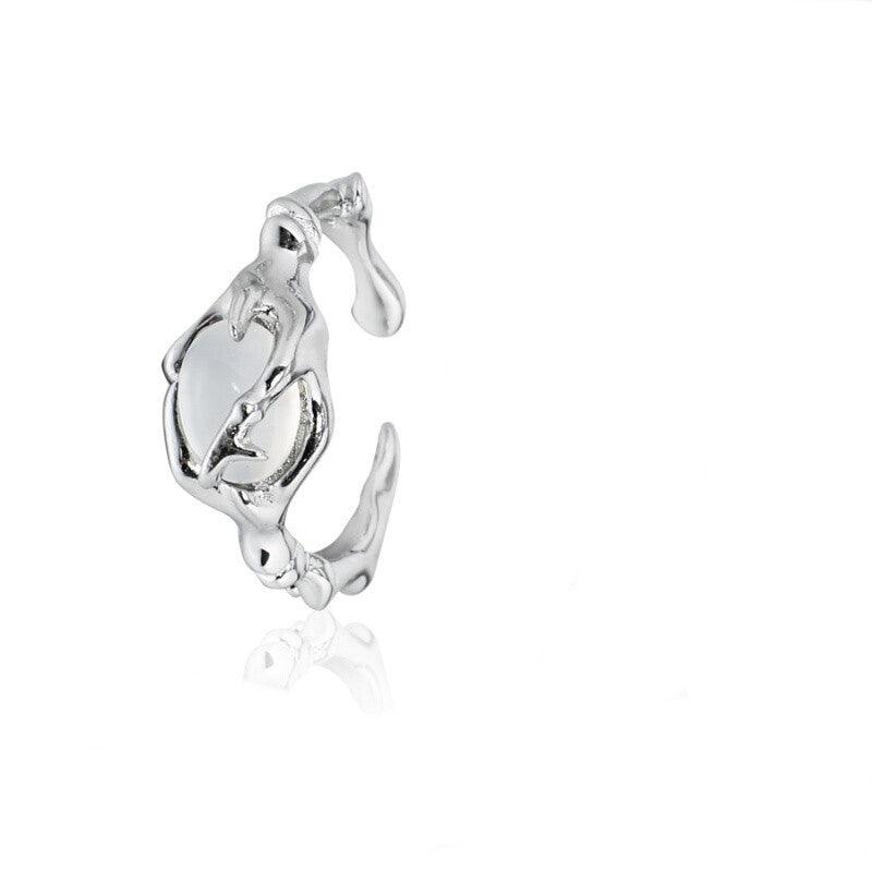 Sterling Silver Non Fading National Style Jade Ring - Trendha